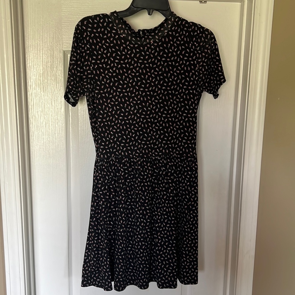 Black floral backless dress